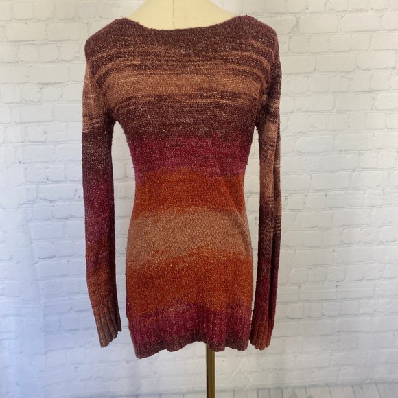 ⭐ 3/$15 Motherhood Maternity Small Purple Red Gold Loose Knit Sweater - Picture 5 of 9